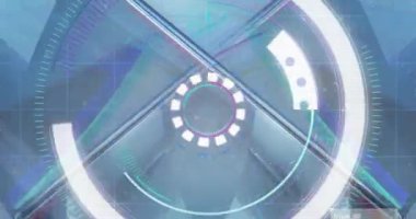 Küp üzerinde tarama ve veri işleme animasyonu. Küresel hesaplama, veri işleme, dijital arayüz ve bağlantılar konsepti dijital olarak oluşturuldu.