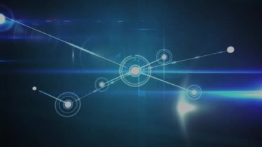 Yeşil arkaplandaki noktalarla bağlantı ağının animasyonu. Küresel ağlar, işletmeler, finansmanlar, hesaplama ve veri işleme kavramı dijital olarak oluşturuldu.