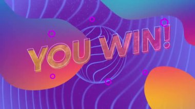 Sendeki animasyon, mavi arkaplandaki şekillerin üzerindeki metni kazanıyor. Sosyal medya ve dijital arayüz konsepti dijital olarak oluşturulmuş video.