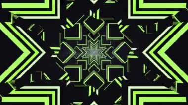 Yeşil kaleydoskop üzerinde parlayan ışığın animasyonu siyah arkaplanda kusursuz bir döngü üzerindedir. Işık, desen ve renk konsepti dijital olarak oluşturulmuş video.