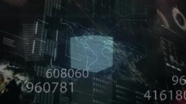 Sayılar üzerinde finansal veri işleme animasyonu. Küresel iş, finans, hesaplama ve veri işleme kavramı dijital olarak oluşturulmuş video.