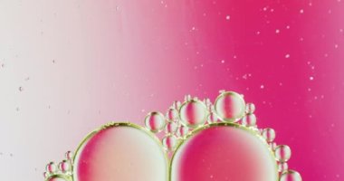 Fotokopi alanı ile beyaz ve pembe arka planda hareket eden baloncukların canlandırması. Desen, hareket ve renk konsepti dijital olarak oluşturulmuş video.