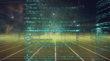 Şebeke üzerinde veri işleme ile bağlantı ağının animasyonu. Küresel ağlar, işletmeler, finansmanlar, hesaplama ve veri işleme kavramı dijital olarak oluşturuldu.