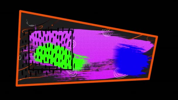 Анимация Красочных Фигур Движущихся Копировальным Пространством Черном Фоне Абстрактный Фон — стоковое видео