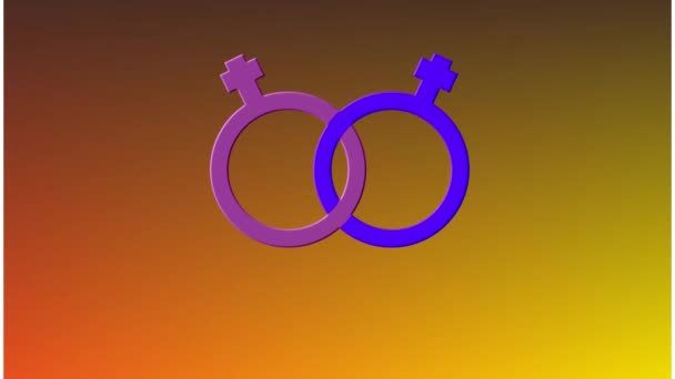 Animation Lesbian Symbol Text Orange Background Pride Digital Interface Concept — Stock Video