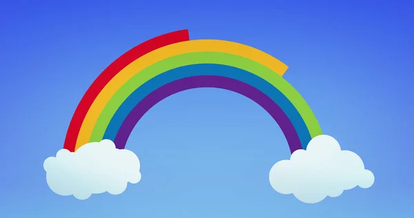 Imagem Arco Íris Nuvens Brancas Sobre Fundo Azul Rainbow Lgbt — Fotografia de Stock