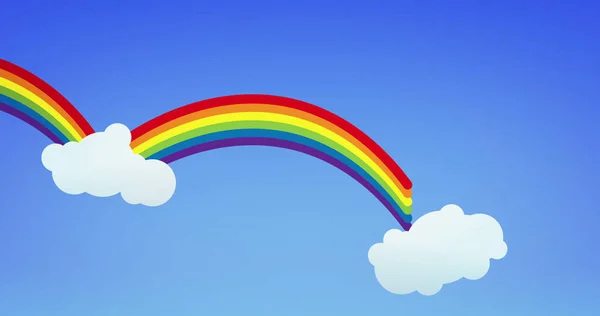 Afbeelding Van Regenbogen Witte Wolken Blauwe Achtergrond Regenboog Lgbt Gelijkheid — Stockfoto