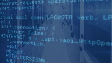 Animation of data processing over computer servers. Global business, finances, computing and data processing concept digitally generated video.