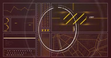 Kapsam taraması ve veri işleme animasyonu. Küresel bilim, araştırma, hesaplama ve veri işleme kavramı dijital olarak oluşturulmuş video.