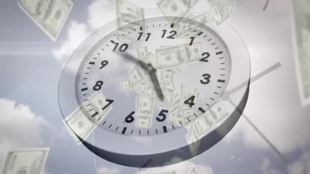 위에서 시계가 똑딱거리는 애니메이션 글로벌 비즈니스 컴퓨팅 데이터 디지털 비디오 — 비디오