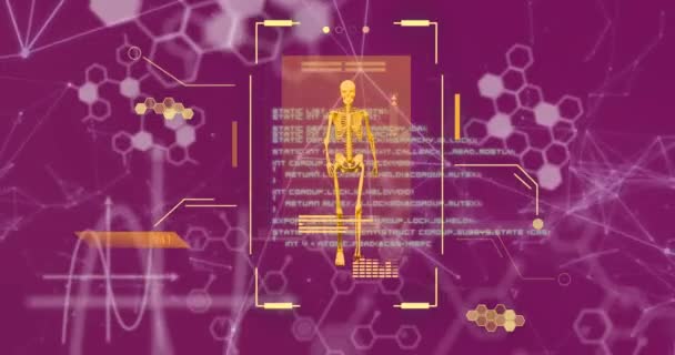 Animação Digitalização Corpo Humano Processamento Dados Científicos Conceito Global Medicina — Vídeo de Stock