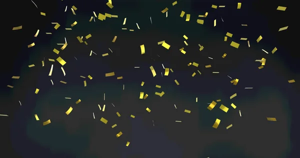 Зображення Золотої Конфетті Плаває Чорному Тлі Концепція Вечірки Свята Цифровому — стокове фото
