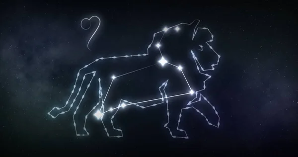 Siyah Arka Planda Yıldızlı Leo Işareti Zodiac Işaretleri Yıldızlar Yıldız — Stok fotoğraf