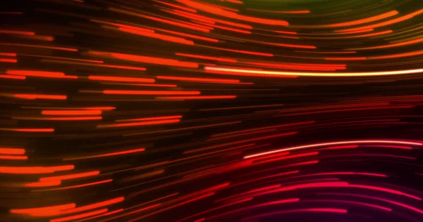 Image of red and orange neon light trails on black background. Neon, light and movement concept digitally generated image.