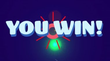 Çevrenizdeki şekillerin animasyonu mavi arkaplandaki çok renkli merceklerin aydınlatılmasıyla metin kazanıyor. Dijital olarak oluşturulmuş, hologram, illüstrasyon, oyun, video oyunu, atari ve teknoloji konsepti.