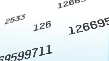 Beyaz arka planda birden fazla değişen sayının animasyonu. Dijital olarak üretilmiş, hologram, sayı, büyüme, iş, rakam, soyut ve teknoloji kavramı.