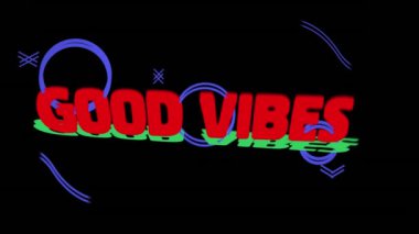 Siyah arkaplandaki iyi titreşimlerin animasyonu. Sosyal medya ve dijital arayüz konsepti dijital olarak oluşturulmuş video.