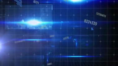 Veri işleme sırasında değişen numaraların animasyonu. Dijital arayüz, ağlar, hesaplama ve veri işleme kavramı dijital olarak oluşturuldu.