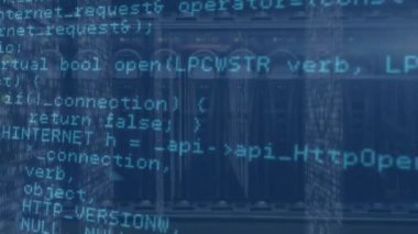 Animation of data processing over computer server. Global business, finances, computing and data processing concept digitally generated video.