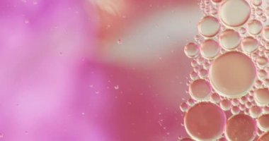 Fotokopi aletiyle pembe arka planda hareket eden baloncukların canlandırması. Desen, hareket ve renk konsepti dijital olarak oluşturulmuş video.