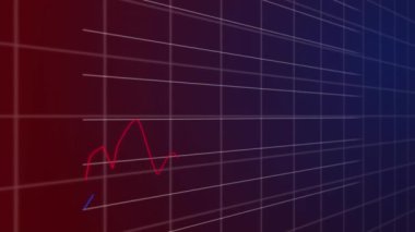 Karanlık arka planda finansal veri işleme sisteminin animasyonu. Küresel iş, finans, hesaplama ve veri işleme kavramı dijital olarak oluşturulmuş video.