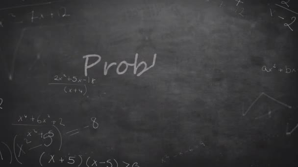 Animação Soluções Problemas Processamento Dados Matemáticos Sobre Fundo Preto Conceito — Vídeo de Stock