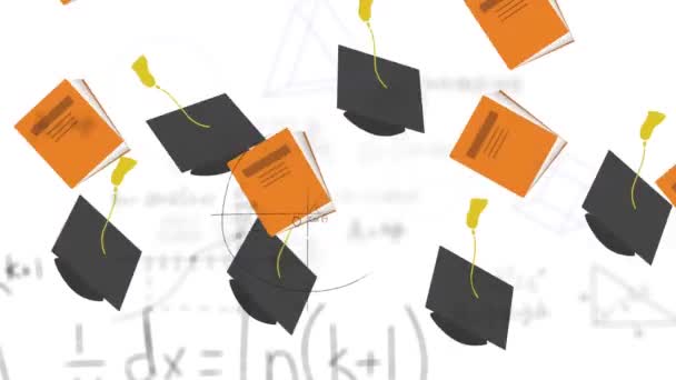Animace Matematických Rovnic Nad Maturitou Ikon Notebooku Bílém Pozadí Globální — Stock video