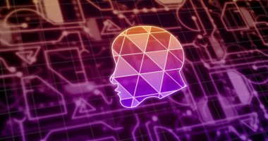 Bağlantı ağı üzerinden dijital kafa görüntüsü. Küresel iş, güvenlik ve dijital arayüz kavramı dijital olarak oluşturulmuş görüntü.