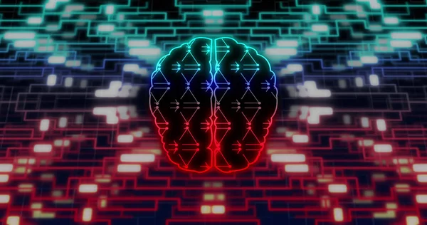 Bild Des Digitalen Gehirns Über Ein Netzwerk Von Verbindungen Und — Stockfoto
