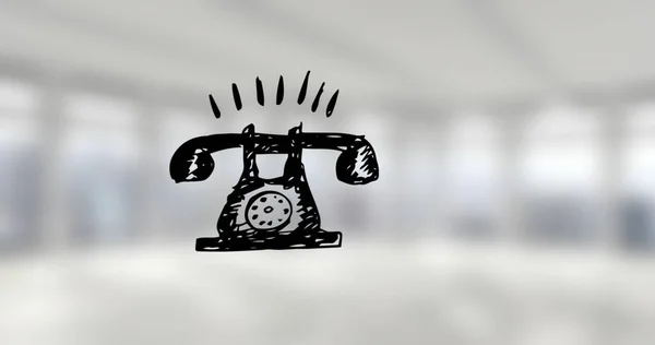 Obrázek Retro Telefonu Jak Zvoní Zaostřeném Kancelářském Prostoru Pracovní Podnikatelský — Stock fotografie