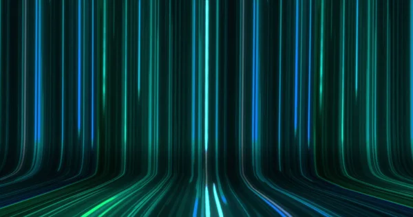 Зображення Зелених Синіх Неонових Світлових Стежок Чорному Тлі Концепція Неонового — стокове фото