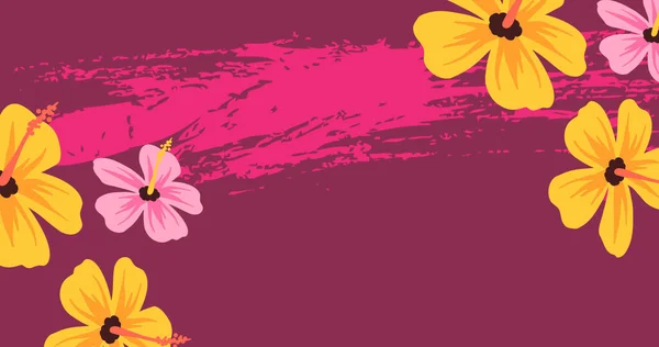 Pembe Arka Planda Birden Fazla Çiçeğin Dijital Görüntüsü Soyut Şekil — Stok fotoğraf