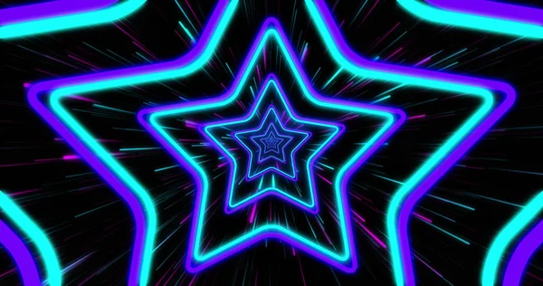 Composición Estrellas Azules Sobre Senderos Luz Sobre Fondo Negro Fondo — Foto de Stock