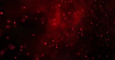 Kırmızı parçacıkların canlandırılması siyah arkaplanda soyut desen üzerinde DNA sarmalı oluşturur. Dijital olarak üretilen hologram, illüstrasyon, molekül, tıbbi, genetik, sağlık ve teknoloji kavramı.