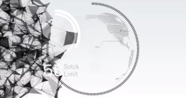 Gri arka planda dönen dünya ve pleksus ağları üzerinde veri işleme animasyonu. Küresel ağ ve iş teknolojisi kavramı