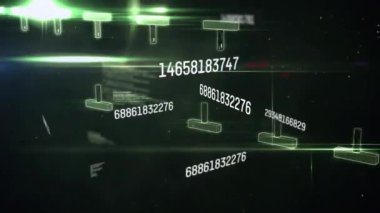 Veri işleme üzerinde dönen DNA iplikçiklerinin canlandırması. Küresel bilim, araştırma, ağlar, hesaplama ve veri işleme kavramı dijital olarak oluşturulmuş video.