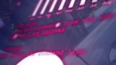 Arabayla ilgili finansal veri işleme animasyonu. Küresel otomobil endüstrisi, iş dünyası, finans, bilgisayar ve veri işleme kavramı dijital olarak oluşturuldu.