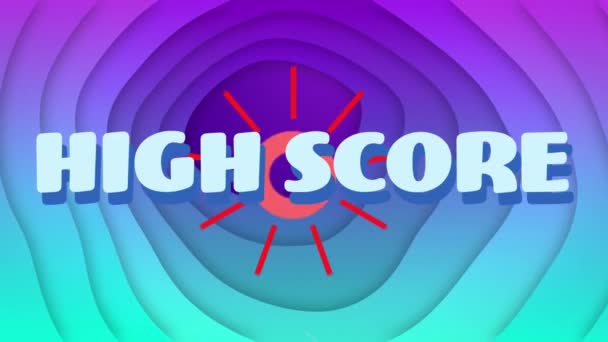 Animation High Score Text Shapes Blue Background Social Media Digital — Video