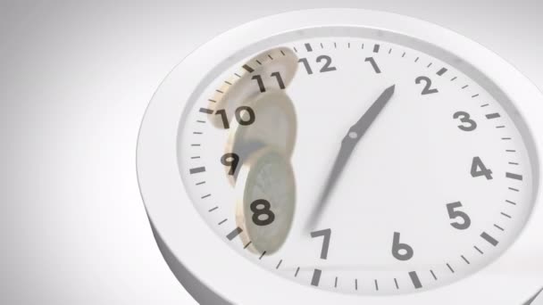 Animation Tic Tac Horloge Sur Les Pièces Euros Monnaie Mondiale — Video