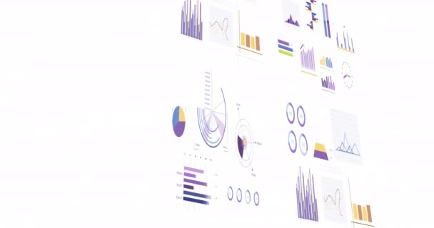 Animacja Statystyk Przetwarzanie Danych Finansowych Białym Tle Globalny Biznes Finanse — Wideo stockowe