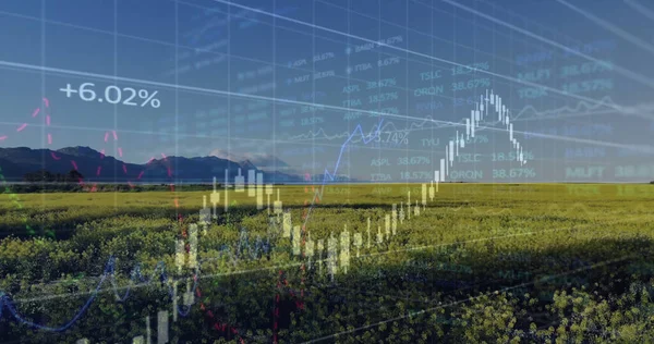Image Der Finanzdatenverarbeitung Auf Dem Land Globales Umwelt Nachhaltigkeits Und — Stockfoto