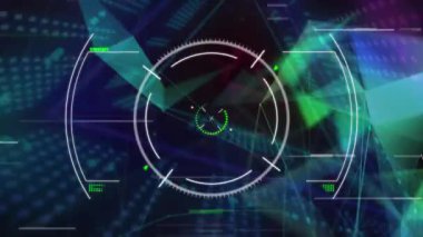 Dijital tünelde hareket eden taramaların ve şekillerin animasyonu. Sosyal medya ve dijital arayüz konsepti dijital olarak oluşturulmuş video.