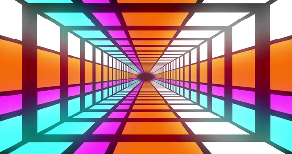 Composition Multicoloured Neon Grid Black Background Pattern Shape Colour Concept — Stock Photo, Image