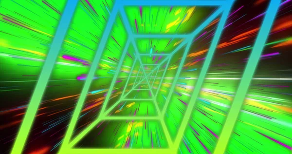 Bild Blå Och Gröna Neonformer Som Rör Sig Sömlös Loop — Stockfoto