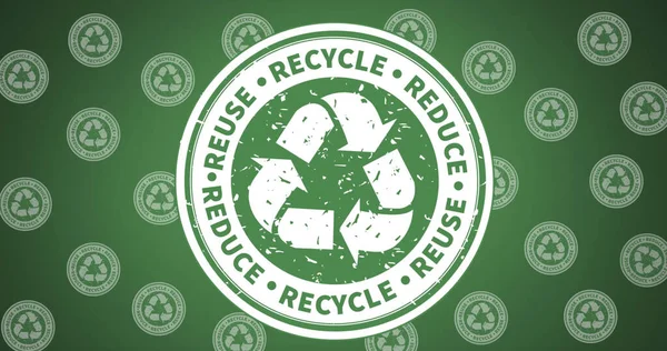 Bild Återvinningssymboler Grön Bakgrund Miljö Hållbarhet Ekologi Förnybar Energi Global — Stockfoto