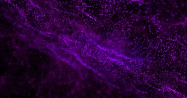 Siyah arkaplanda fotokopi uzayı ile hareket eden mor, parıldayan dijital dalgaların animasyonu. Teknoloji arka plan kavramı