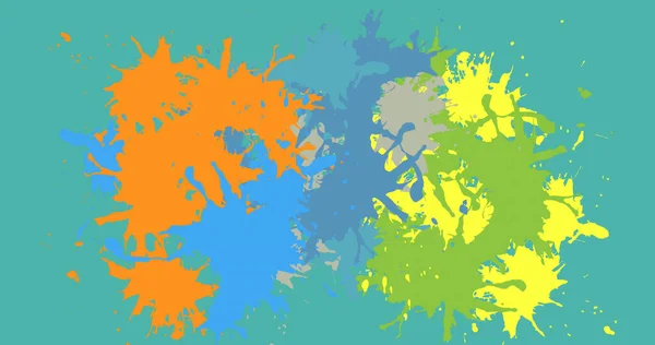 Composición Salpicaduras Multicolores Pintura Sobre Fondo Verde Concepto Color Forma —  Fotos de Stock