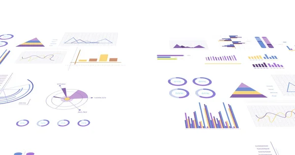 Immagine Grafici Colorati Elaborazione Dati Sfondo Bianco Concetto Globale Business — Foto Stock