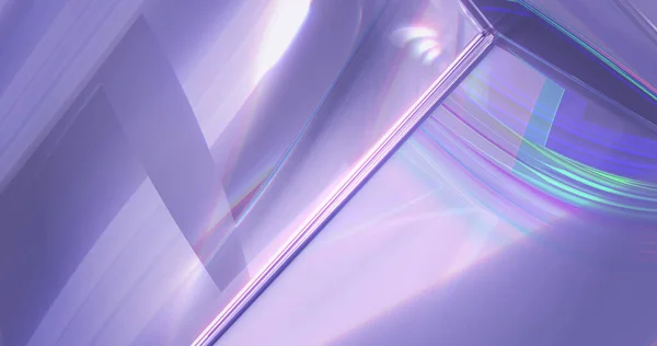 Afbeelding Van Glanzende Transparante Kubus Met Kleurrijke Prismatische Lichtjes Prismatisch — Stockfoto