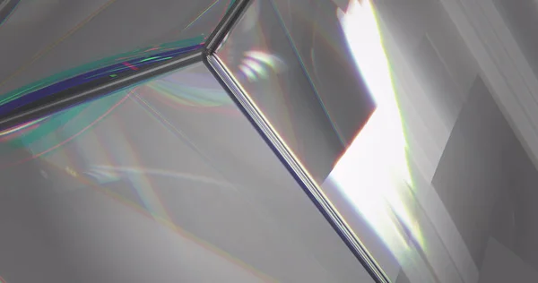 Image Cube Transparent Brillant Avec Des Lumières Prismatiques Colorées Concept — Photo